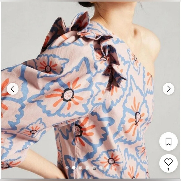 Anthropologie Atelier 1756 size S Nadia Floral Ruffle Romper One Shoulder - Picture 3 of 5